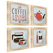 Quadro Decorativo Cozinha Café Padaria Copa 20x20cm Kit 4 un