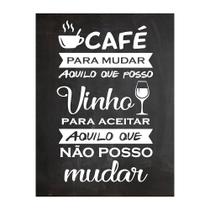 Quadro Decorativo Cozinha Frase Café e Vinho 30x40cm Cantinho Gourmet
