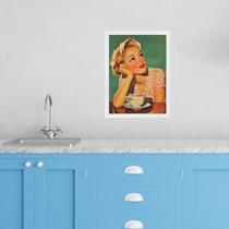 Quadro Decorativo Cozinha Pin Up Café 24X18Cm - Com Vidro