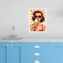 Quadro Decorativo Cozinha Pin Up Com Sorvete 24X18Cm Quadro Decorativo Cozinha Pin Up Com Sorvete 24X18Cm