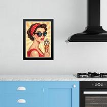 Quadro Decorativo Cozinha Pin Up Girl Sorvete 33X24Cm Vidro