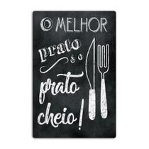 Quadro Decorativo Cozinha Prato Cheio em MDF - 28x18 cm - Cia Laser