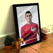 Quadro Decorativo CR7 Portugal C/ Moldura e Vidro 33x25 A4