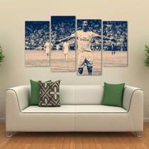 Quadro Decorativo Cr7 Sala Quarto Mosaico Em Tecido 4 Peças Quadro Decorativo Cr7 Sala Quarto Mosaico Em Tecido 4 Peças