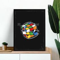 Quadro Decorativo Cubo Mágico 24x18cm - com vidro