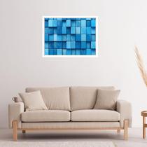 Quadro Decorativo Cubos Azuis Geométrico Abstrato 50x70cm