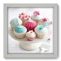 Quadro Decorativo - Cupcakes - 22cm x 22cm - 030qdcb