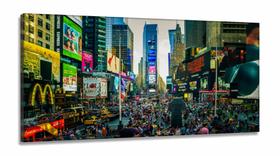Quadro Decorativo Da Times Square - 130x60 em Tecido Canvas
