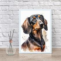 Quadro Decorativo Dachshund Aquarela 24x18cm - com vidro