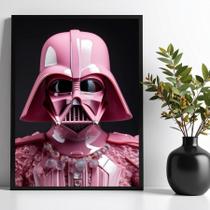 Quadro Decorativo Darth Cor De Rosa 33X24Cm - Com Vidro Quadro Decorativo Darth Cor De Rosa 33X24Cm - Com Vidro