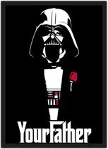 Quadro Decorativo Darth Vader Poderoso Chefão Nerd Geek Decorações Com Moldura