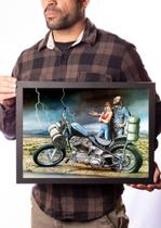 Quadro Decorativo David Mann Arte Vai Chover! Moto Clube