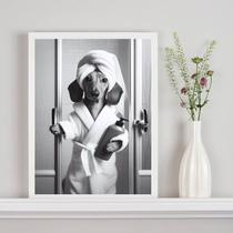 Quadro Decorativo De Banheiro - Cachorrinha Dachshund 45x34cm - com vidro