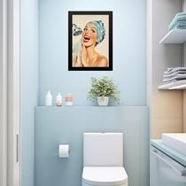 Quadro Decorativo De Banheiro Pin Up Girl 33x24cm - com vidro