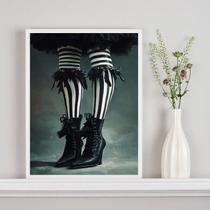 Quadro Decorativo De Bruxa - Pernas Sapato 24X18Cm