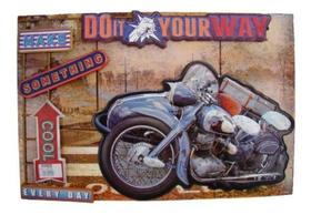 Quadro Decorativo De Ferro Vintage Moto 3d Importado 40x60