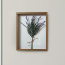 Quadro Decorativo de Flores Lavanda Realista Moldura Madeira com Profundidade