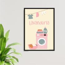 Quadro Decorativo De Lavanderia 24x18cm - com vidro