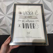 Quadro decorativo de parede com frase motivacional para diploma certificado tamanho A4 grande 29x21 azul porta retrato Quadro decorativo de parede com frase motivacional para diploma certificado tamanho A4 grande 29x21 azul porta retrato