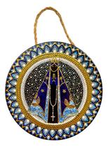 Quadro Decorativo de Parede Mandala em Porcelana Nossa Senhora Aparecida - Enfeite Religioso Quadro Decorativo de Parede Mandala em Porcelana Nossa Senhora Aparecida - Enfeite Religioso