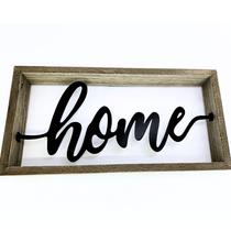 Quadro Decorativo de Parede ou Estante HOME MDF Ferro Preto 25 x 3 x 13 cm