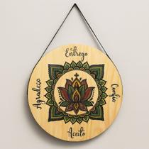 Quadro Decorativo De Pinus Mandala Redonda Mantra Agradeço Entrego Confio Aceito