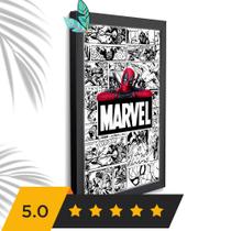 Quadro Decorativo Deadpool Marvel Sala Quarto + Vidro 33x25