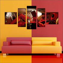 Quadro Decorativo Deadpool Super Heróis Com 5 Peças TT1