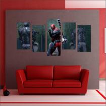 Quadro Decorativo Deadpool Super Heróis Mosaico Com 5 Peças