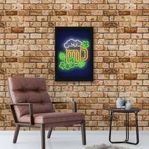 Quadro Decorativo Decorativo Copo Cerveja Simulando Neon 45x34cm