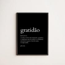 Quadro Decorativo Definição Gratidão 24X18Cm Moldura Branca