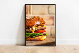 Quadro Decorativo Delicioso Hambúrguer com Moldura E Acetato Tamanho A3