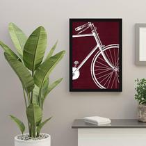 Quadro Decorativo Desenho Bicicleta Fundo Vinho 34x23cm