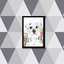 Quadro Decorativo Desenho Schnauzer 24x18cm