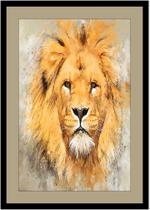 Quadro Decorativo Design Animal Leão Reia Das Selvas Com Moldura RC017