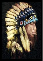 Quadro Decorativo Design Índio Com Cocar Cultura Indígena Com Moldura RC042 - Vital Printer