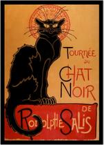 Quadro Decorativo Design Le Chat Noir Gato Preto Com Moldura RC030