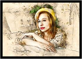 Quadro Decorativo Design Moda Fashion Modelo Ilustração Com Moldura RC011 Quadro Decorativo Design Moda Fashion Modelo Ilustração Com Moldura RC011