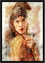 Quadro Decorativo Design Moda Fashion Modelo Ilustração Com Moldura RC015