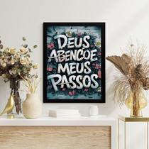 Quadro Decorativo Deus Abençoe Meus Passos 24x18cm - com vidro