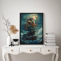 Quadro Decorativo Deus Do Mar- Poseidon 24X18Cm - Com Vidro