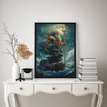 Quadro Decorativo Deus Do Mar- Poseidon 45x34cm - com vidro