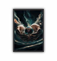 Quadro Decorativo Deus Universo Criador Moldura Preta Quadro Decorativo Deus Universo Criador Moldura Preta
