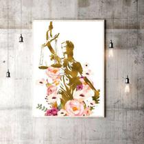 Quadro Decorativo Deusa da Justiça Estilo Aquarela 45x34cm