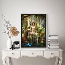 Quadro Decorativo Deusa Da Natureza- Artemis 33X24Cm - Vidro