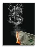 Quadro Decorativo Dinheiro Cifrão Dólar Pegando Fogo Mosaico Sala Quarto Escritório