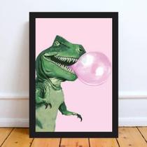 Quadro Decorativo Dinossauro Bubble Gum 33X24 Moldura Preta