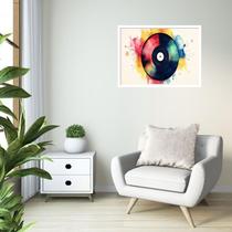 Quadro Decorativo Disco Vinil Aquarela - 50x70cm