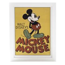 Quadro Decorativo Disney Mickey Mouse Vintage com moldura branca