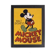 Quadro Decorativo Disney Mickey Mouse Vintage com moldura preta
